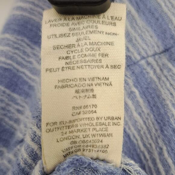 Free People Morning Stripe Dolman Top Tie Sleeves Blue White Women's Size Medium - Picture 6 of 6